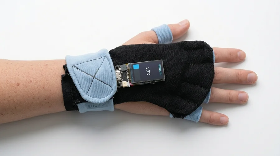 The sensor mounted on its hand wrap